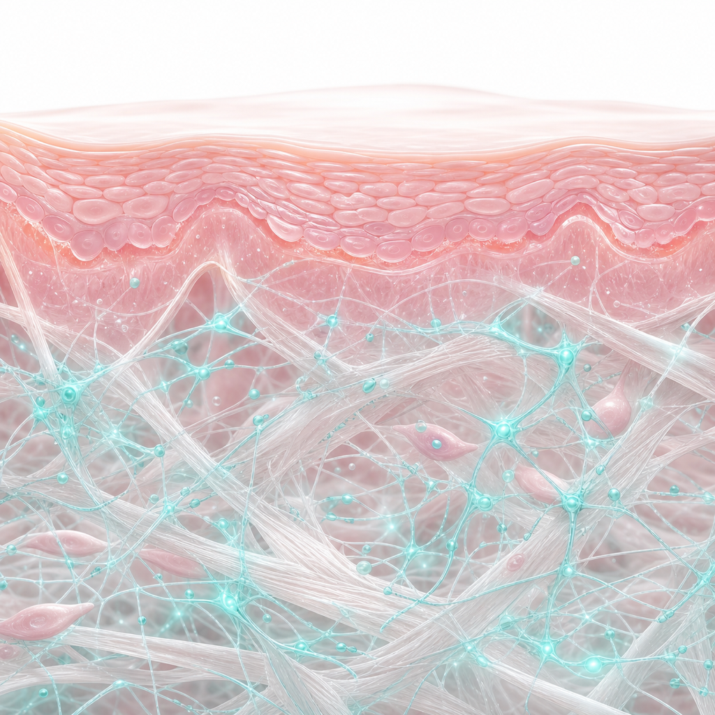 Illustration of Rituo (Re2O) mechanism: directly replenishing hADM-derived ECM into the dermis